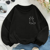 Black sweatshirt pocket Cat Print